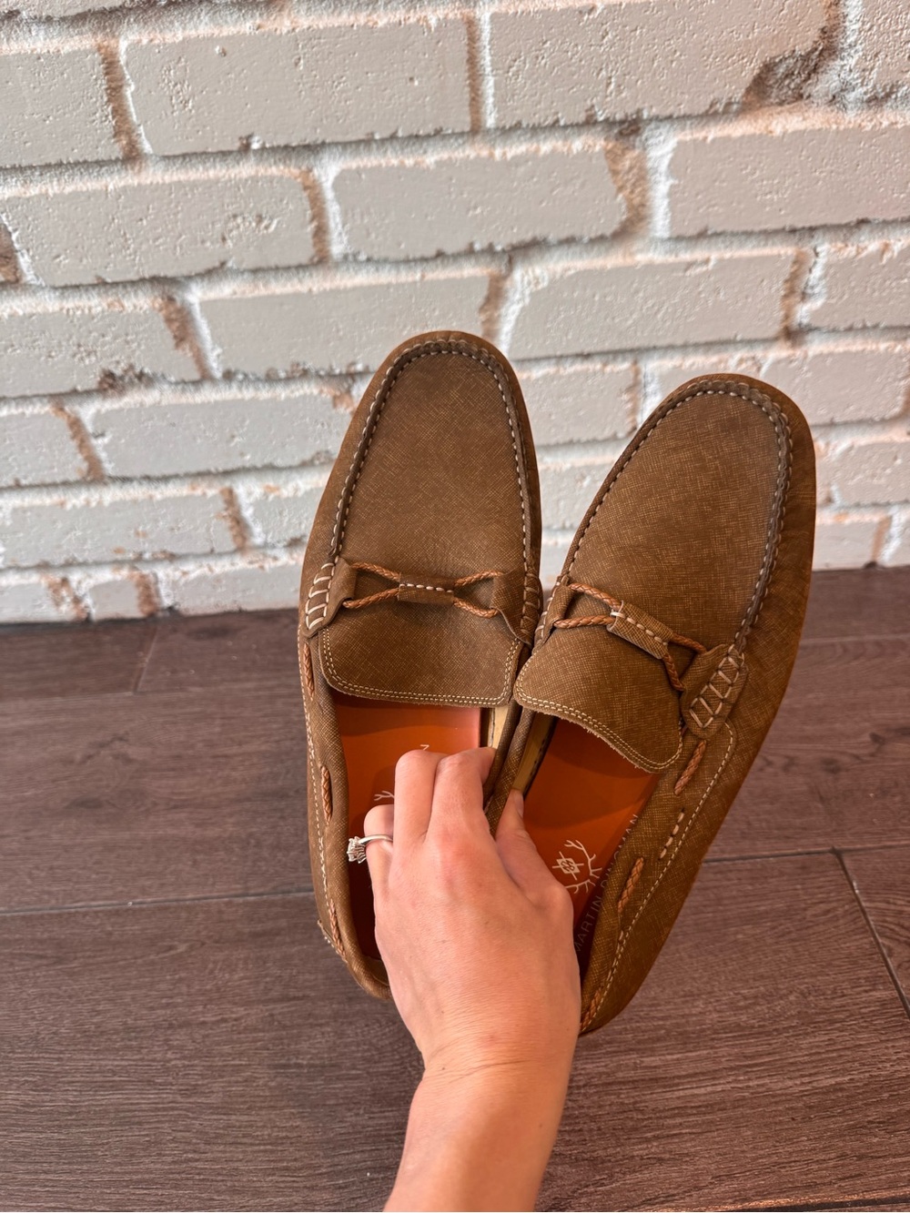 Martin Dingman Men's Brown Suede Moc Toe Slip-On Loafers